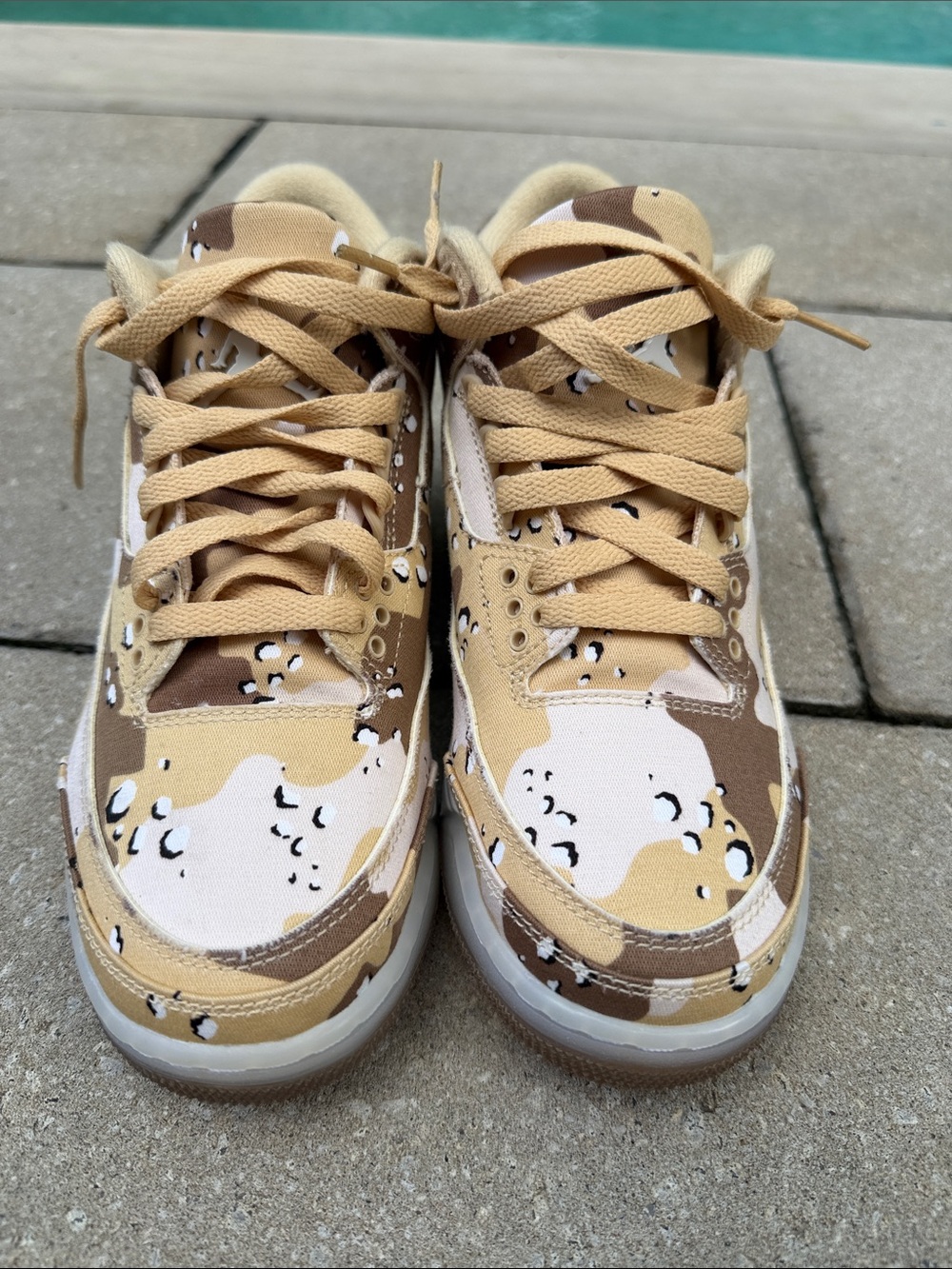 Jordan Kids Camo Sneakers in Tan and Brown